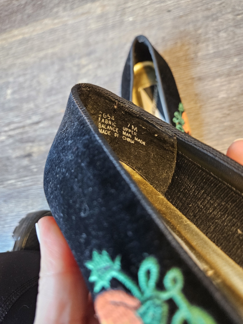 Mootsies Tootsies Vintage Velvet Black Embroidered Pumpkin Ballet Flats - Picture 4 of 5